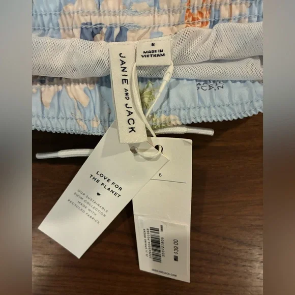 NWT- Janie and Jack Light Blue Animal Print Swim Set - Picture 4 of 5